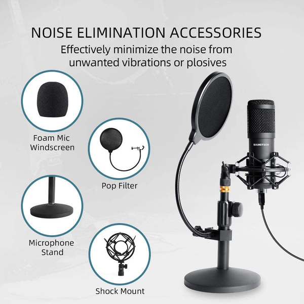 SOUNDTECH USB Condenser Microphone Stand Table for PC Recording Streaming